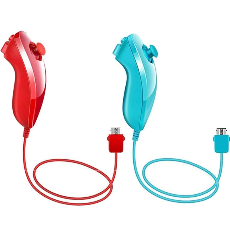 Tevodo Wii Nunchuck Controller, 2 Packs Nunchuck Joystick Compatible with Wii Wii U console(Red and Blue) - Image 1